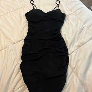 Black glitter bodycon dress, worn once, non adjustable straps